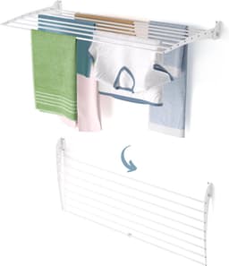 Foxydry Fold 116 cm DOWN - white - wasdroogrek wandmontage clicksysteem - neerwaartse sluiting - 116 x 50 x 10 cm — thumbnail 1