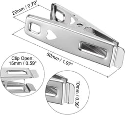 20 stuks - roestvrijstalen clips - huishoudwasknijpers, kleine clips voor het drogen van dekbedden - functionele en praktische clips - roestvrijstalen wasknijpers voor het drogen van sokken, ophangclips, wasknijpers voor zwaar gebruik, metalen clips — thumbnail 2