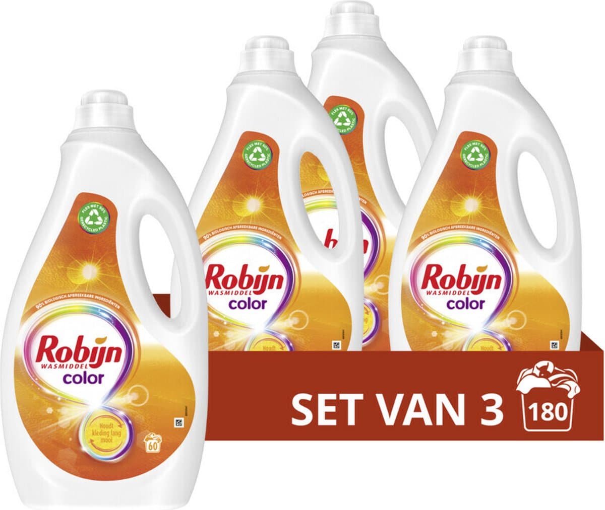 Robijn Vloeibaar Wasmiddel - Color - met 90% biologisch afbreekbare ingrediënten - 3 x 60 wasbeurten — afbeelding 1