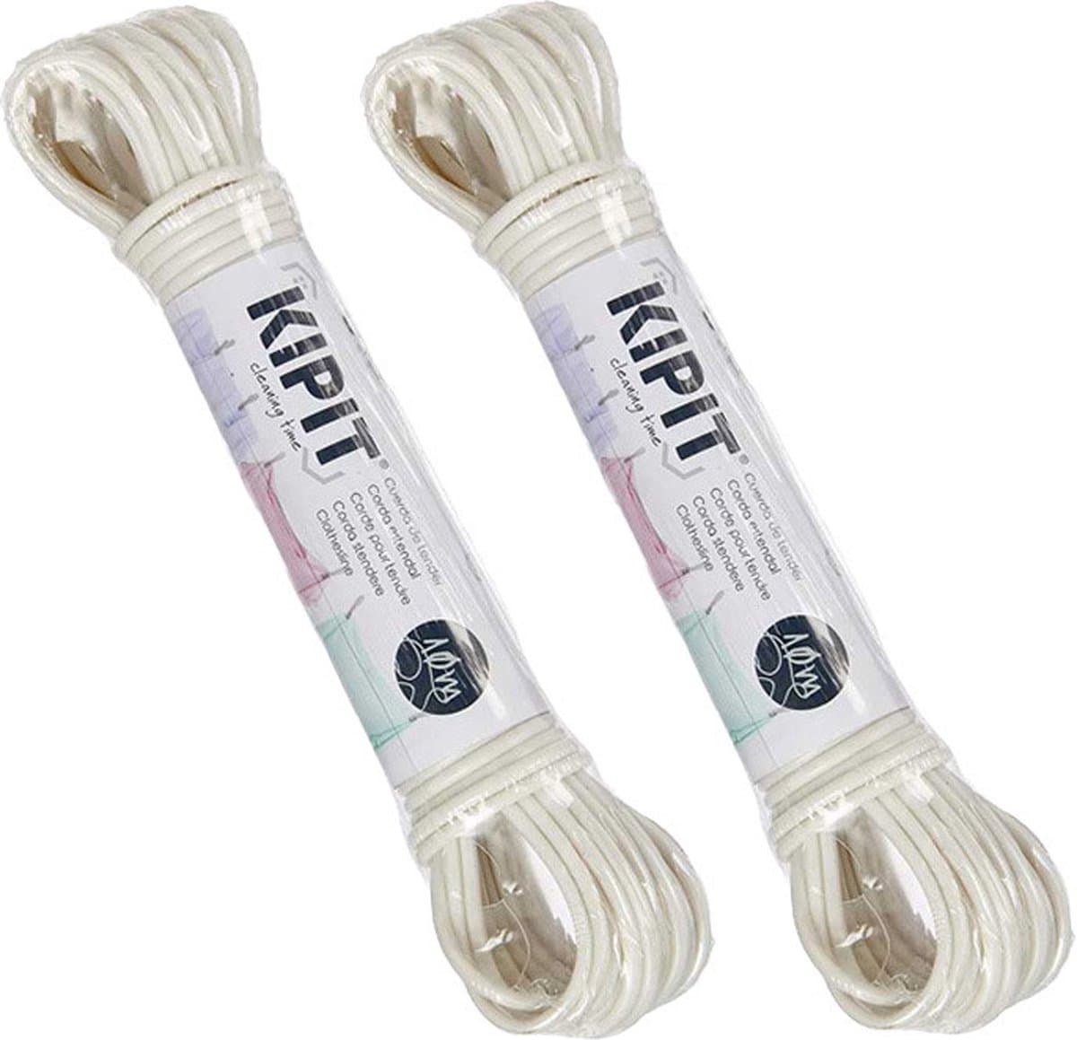 Kipit Waslijn - 2x - 10 meter - PVC - wit - drooglijn / waslijndraad — afbeelding 1