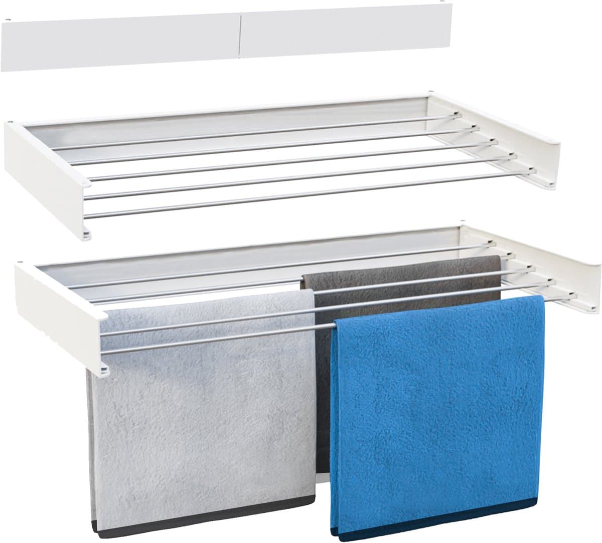 Vonia Wanddroogrek Inklapbaar 80 cm - Wasrek Hangend - 4m drooglengte - Droogrek Hangend - Wit — afbeelding 1