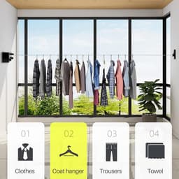 Waslijn uittrekbaar - 4.2 m waslijn/ uittrekbaar/ wanddroger/ roestvrij stalen kabel - droogapparaat voor zwarte waslijn voor wasgoed/balkon/ slaapkamer en woning - Wit — thumbnail 2
