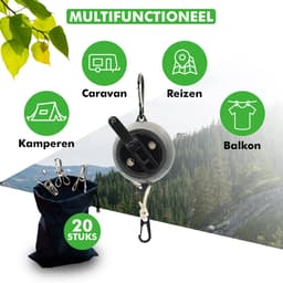 Travelhawk Uitschuifbare Waslijn - Waslijn Uittrekbaar - Drooglijnen - Roldrooglijn - Waslijndraad 10 meter - Drooglijn Oprolbaar - Waslijn Camping - Wasdraad — thumbnail 3