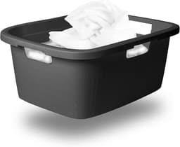 Novaliv wastobbe met 3 handgrepen 25L antraciet, wasboxset wasemmer wascontainer voor badkamerwas vuile was, wastobbes wasmand opbergruimte wasmand wasmand verzamelbox — thumbnail 1