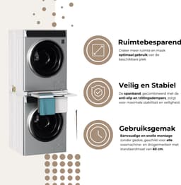 Dastium Home - Stapelkit Voor Wasmachine En Droger - Witte Stapelkit Met Droogrek - Tussenstuk Met Uitschuifbare Handdoekhouder - Wit — thumbnail 5
