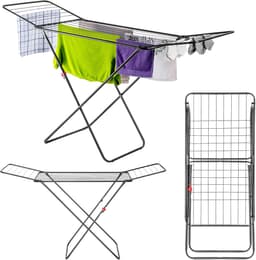 KADAX Droogrek met 18 m droogoppervlak, antraciet, ideaal voor woning, balkon en tuin, inklapbare vleugelwasdroger met antislip voeten, ruimtebesparend, wasdroger, Made in EU — thumbnail 1