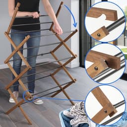 Inklapbaar Houten Wasrek met 7 m² Droogoppervlak – Ruimtebesparende Droger voor Binnen en Buiten — thumbnail 5
