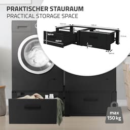 Wasmachine verhoger, Wasmachine Onderstel Dubbele 64x53,5x31,5 cm met lade in zwart ML design — thumbnail 5