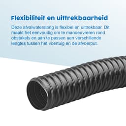 ProPlus Afvalwaterslang - 2.5 m - Afwatering - Temperatuurbestendig - Flexibel en Uittrekbaar - ø 40 mm - Voor het Geleiden van Afvalwater vanuit caravans/campers, vijvers en zwembaden - Afvoerkanaal - Zwart — thumbnail 4
