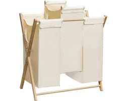 Wasmand - 3 vakken en 2 afneembare zakken - geschikt voor badkamer slaapkamer woonkamer