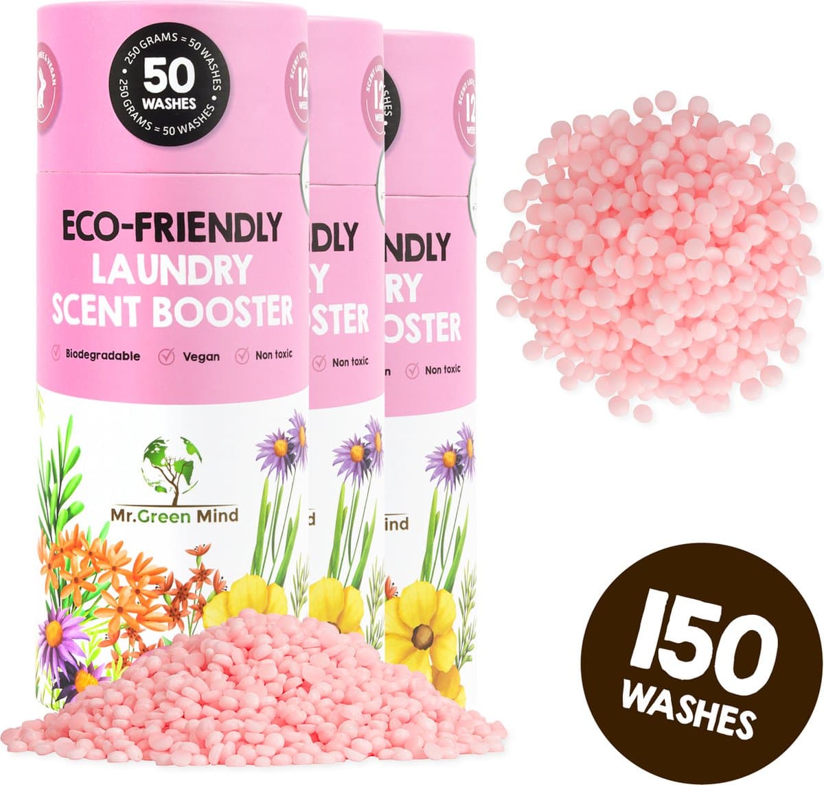 Mr. Green Mind wasparfum Flower Forest 150 wasjes - Wasparels - Geurbooster - Geurparels - Kledingverfrisser - Proefpakket — afbeelding 1