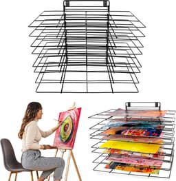 Klein hangend verfdroogrek - 8 planken - Canvas Art Storage - Schilderdroogrek met schroeven — thumbnail 1