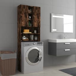 Wasmachine ombouw - Kast - Opbouwmeubel - Verhoger - Wasmachine meubel - Opbergkast - Hout - 64x25,5x190 cm - Gerookt Eiken — thumbnail 2