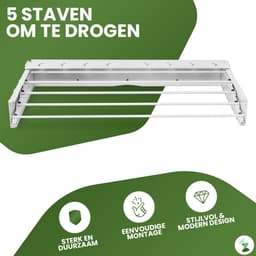 My Green Deal - Wanddroogrek Inklapbaar - Wasrek Hangend Trapgat - Hangdrookrek - Drying Rack Laundry — thumbnail 5
