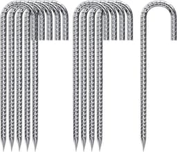 Grondanker-trampoline set van 10 stuks roestvrij staal haringen - stabiel en heavy duty 30 cm metalen J-vormige bodemnagels — thumbnail 1
