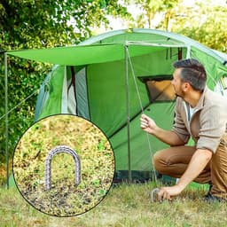 Grondanker-trampoline 6 stuks verzinkt-haringen stabiele U-vormige tentharingen - stalen bevestiging camping tenten — thumbnail 4