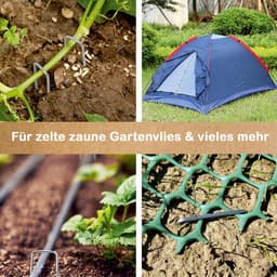 Roestvrije gegalvaniseerde grondankers voor bevestiging - 150 mm x 25 mm x Ø 3 mm - Haringen van staal - Grondverankering tuinvlies omheining en camping — thumbnail 5