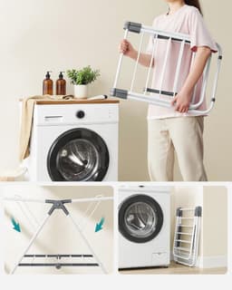 Opvouwbare Wasdroger Staande Droger - Ruimtebesparend Metaal - Kleine Kleding Handdoeken - Badkamer Balkon - 44 x 101 x 54 cm - Witte Wolk — thumbnail 3