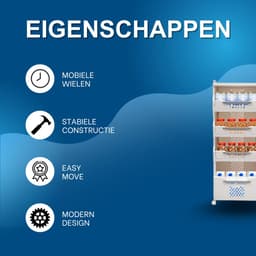 4-laags wasmand – Voor woonkamer en badkamer – met 360° draaibare functie, stille wielen en opvouwbaar kledingopbergrek – metaal/kunststof – wit — thumbnail 5