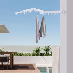 Drievoudige kledinghanger / kledingdroogrek – Voor kleding drogen en organiseren in slaapkamers en kasten – Ruimtebesparend kledingrek met 18 haken en telescopische verborgen stang – Metaal – Kleur: wit — thumbnail 5