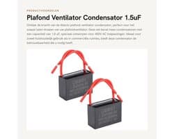 Dailygoods - Plafond Ventilator Condensator - 1.5uF Capaciteit - Voor 450V AC - CBB61 Type - Vervangbaar voor Diverse Series - 2 Stuks