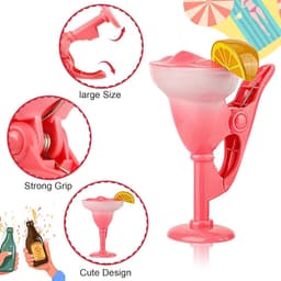 Dailygoods- Champagnehanddoekclips 4 Stuks - Creatieve Strandhanddoekclips - Cocktailvormige Zwembadclips - Duurzaam ABS/Roestvrij Staal - Antislip Ontwerp - Voor Ligstoelen en Strand - Strandlakenclips — thumbnail 4