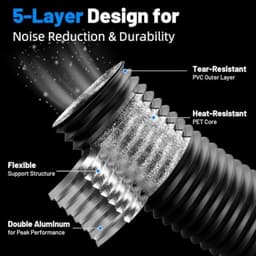 PromoHome 100 mm Afzuigslang 3 m, 5-laags Aluminium PVC Ventilatieslang voor Mobiele Airconditioner, Droger en Afzuigventilator, Zwart — thumbnail 5