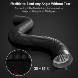 PromoHome 150 mm PVC uitlaatslang 3 meter met 2 RVS slangklemmen voor mobiele airco, droger, ventilator en afzuigkap - Ventilatieslang zwart — thumbnail 4
