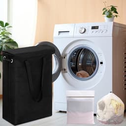 Vouwbare Wasmand met Deksel, 45 Liter, Smal en Hoog, Ideaal voor Badkamer en Slaapkamer, Inclusief 2 Waszakken voor Efficiënt Wassen en Organiseren — thumbnail 4