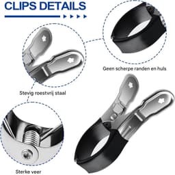 GELLDG Handdoekklemmen - Metalen Klemmen Set - Roestvrij Staal met Antislip Rubber - Maximale Opening 5 cm - 6 Stuks - Geschikt voor Strandstoel en Waslijn - Zilverkleur — thumbnail 3