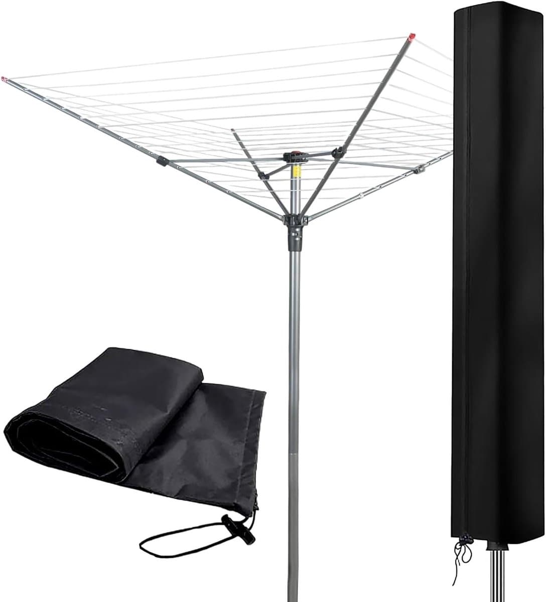 Droogmolenhoes - Beschermhoes - Droogmolen Hoes Universeel - 210D Oxford - 165×16×16cm - Heavy Duty Roterende Waslijn Afdekking met Rits - voor Tuin, Binnenplaats, Buiten en op de Camping - Zwart — afbeelding 1