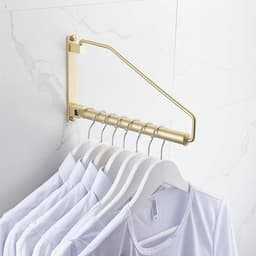Uittrekbaar Wand Kledingrek Ruimtebesparend, voor wasruimte en Kast, geborsteld goud, Messing, 30,5 cm — thumbnail 3