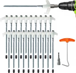 Verpakking 20 schroefbare tentgrondankers 20cm met booradapter – geschikt voor luifels, tuinhuisjes en buitenoverkappingen — thumbnail 1