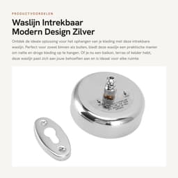 Dailygoods- Waslijn Intrekbaar 2,8 Meter - Roestvrij Staal - Wanddroogrek - Waslijn Buiten - Waslijn Camping - Schokbestendig Ontwerp - Waslijnhouder — thumbnail 5