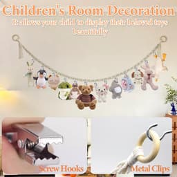 Dailygoods- Opbergnet Bohemian Macramé - Hangende Opberger - Opberg Etui - Knuffels - Decoratie - 40 Clips - 2 m Pluche Dier - Opbergnetten — thumbnail 4