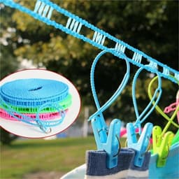 Waslijn Set - Reis waslijn - Kleding drogen - Antislip nylon - 2 stuks 5/3m - Blauw — thumbnail 3