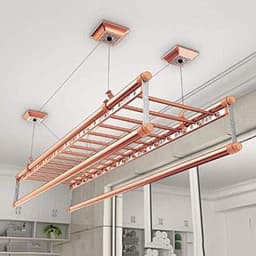Plafond Airer Droogrek - Waslijn Katrol - Kleding Drogen - Ruimtebesparend Ontwerp - 150 cm - Roségoud — thumbnail 1