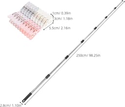 Droogset Waslijn - Wasstok Droogrek - Buiten Kleding Drogen - Weerbestendig Verstelbaar - 250 cm - Zilver — thumbnail 5