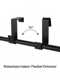 Govic® Droogrek Hangend Bamboe - zwart - wasrek inklapbaar - Wanddroogrek - Ophangbaar droogrek - droogrek deur - hangdroogrek — thumbnail 2