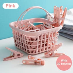Wasknijpers - Waslijnclips - Kleding Ophangen - Winddicht Ontwerp - 30 Stuks - Roze — thumbnail 2
