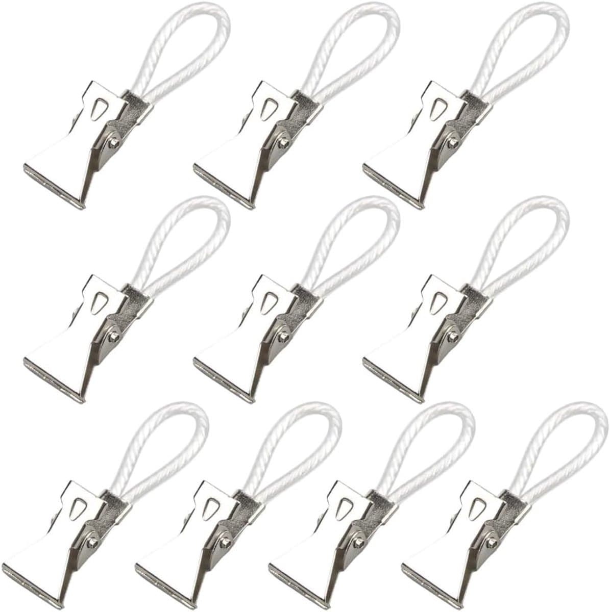 Handdoekclips - 10 Stuks - Knijpers - Wasknijpers - Metaal - Wasrek knijpers - Droogrek knijpers - Geschikt voor Binnen En Buiten Gebruik - 5×1.5cm - Zilver — afbeelding 1