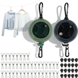Uittrekbare Waslijn - Waslijn Camping - Buiten Kleding Drogen - Handslinger Spansysteem - 10 Meter - Zwart en Groen — thumbnail 1