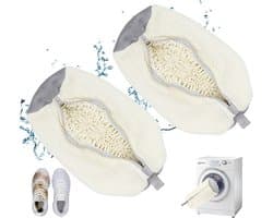Set van 2 Herbruikbare Waszakken voor Schoenen - Wasmachine Bestendige Fleece Tas voor 360 Graden Reiniging van Alle Soorten Schoenen en Voetwear