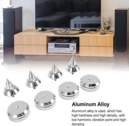 Luidspreker Isolatie Voeten - Demper Pads - Audio Verbetering - M6 Schroefdraad - 4 Sets - Zilver — thumbnail 3