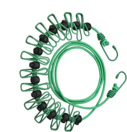 Waslijnen met Clips - Reiswaslijn Touw - Wasgoed Drogen - Winddicht Ontwerp - Tot 3.7 Meter - Groen — thumbnail 5