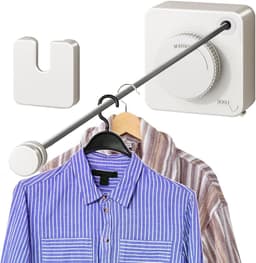 Waslijn Intrekbaar - Drooglijn Muur - Kleding Drogen - Voorkomt Doorzakken - 4.2 Meter - Wit — thumbnail 1