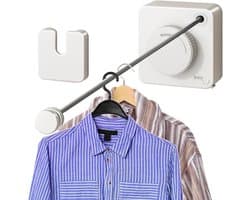 Waslijn Intrekbaar - Drooglijn Muur - Kleding Drogen - Voorkomt Doorzakken - 4.2 Meter - Wit