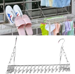 Cosensi- Wasdroogrek Roestvrij staal - Opvouwbaar Kledingdroogrek - 36 Clips - Winddicht Hanger - Voor Handdoeken/Lingerie - 40cm Lengte - Kledinghanger — thumbnail 5