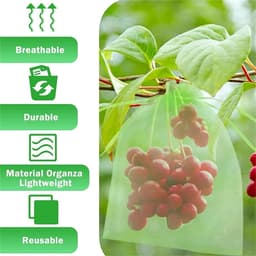 Fruitbewaarzakken - Gaaszakken - Oogst beschermen - Ademend materiaal - 100 stuks - Groen — thumbnail 3