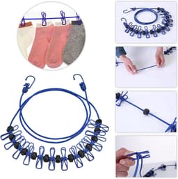 Waslijnen Elastieken Reizen - Touw Met Clips - Kleding Drogen Buiten - Aanpasbare Lengte - 180 cm - Zwart — thumbnail 3